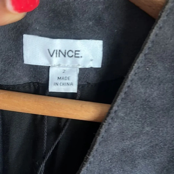 NEW Vince Suede goat leather V Neck Shift Dress - Picture 7 of 14
